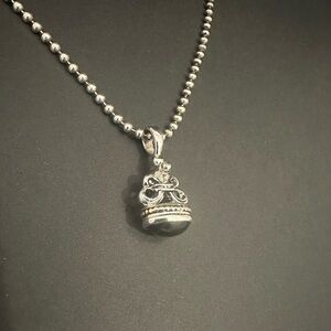 Vintage LAGOS Silver and Onyx Pendant Necklace from Caviar collection